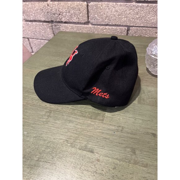 New York Mets Black Baseball Cap With Red Embroidered Logo Adjustable Fit 90% Ac - Picture 3 of 6